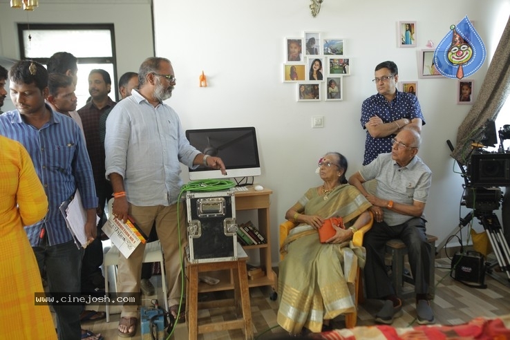 Senior Director Singeetham  At Vallidhari Madhya Movie Sets - 28 / 35 photos