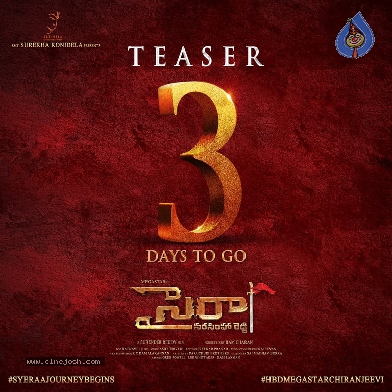 Sye Raa 3 Days To Go Poster - 1 / 1 photos