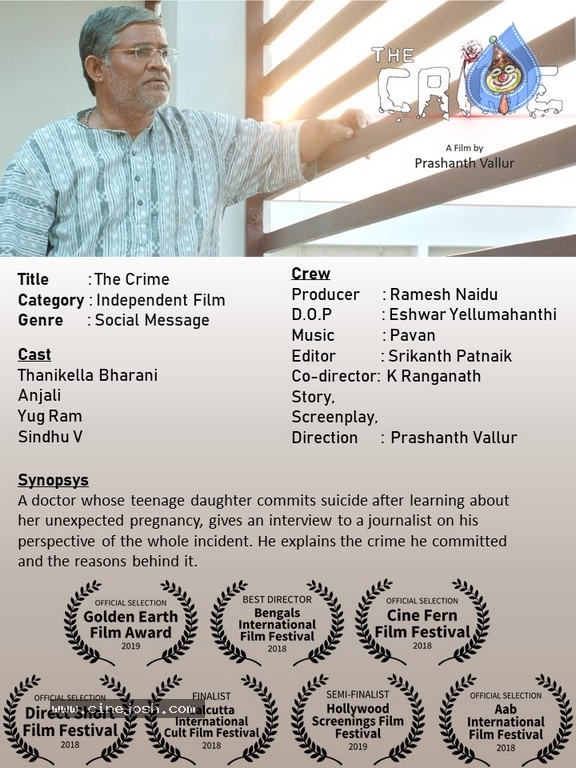 Tanikella Bharani Short Film THE CRIME posters - 2 / 11 photos