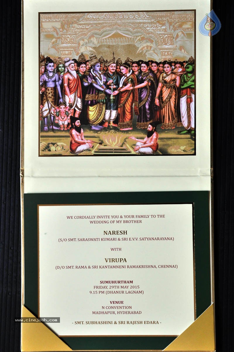 Allari Naresh Wedding Invitation Card Photos - 8 / 8 photos