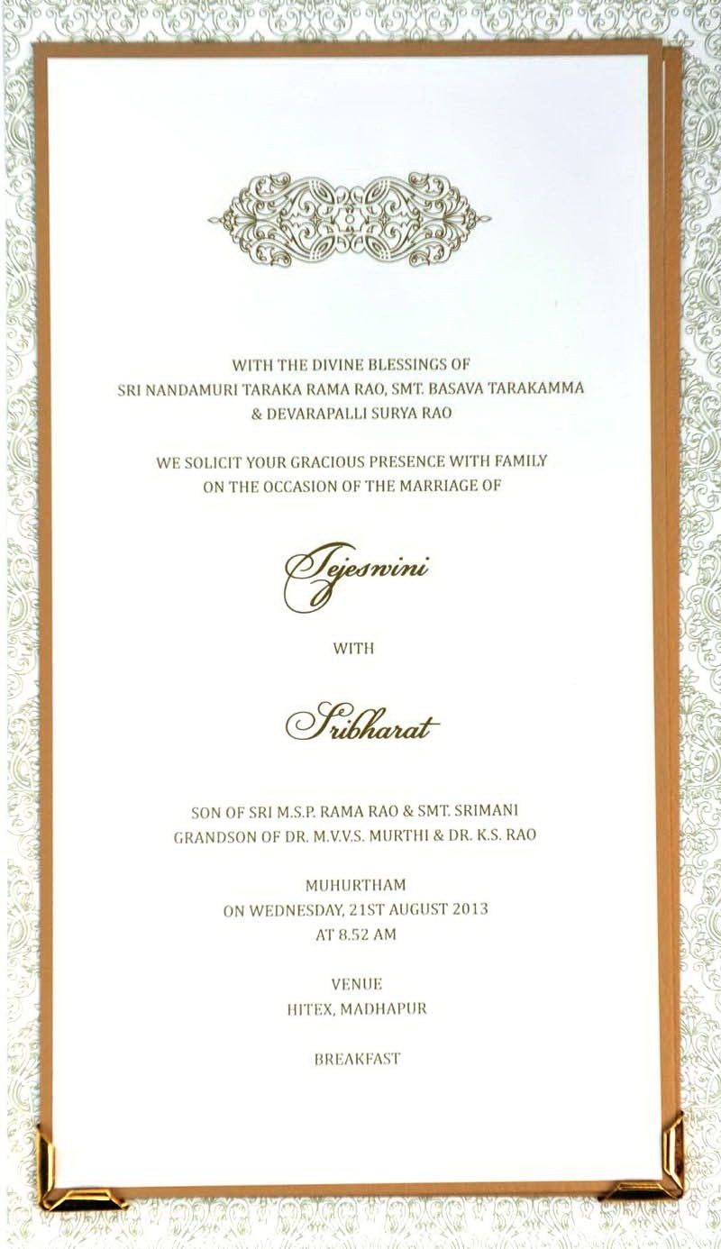 Balakrishna Daughter Marriage Invitation - 3 / 9 photos