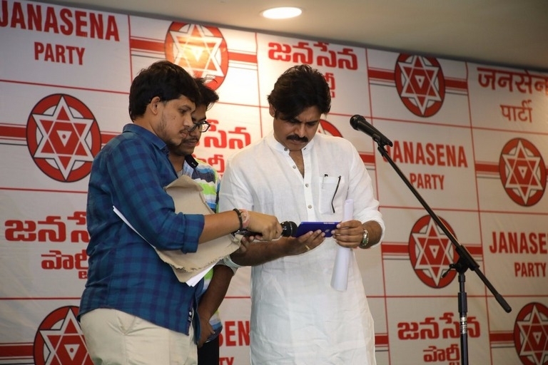 Janasena Party Press Meet at Vijayawada - 9 / 10 photos
