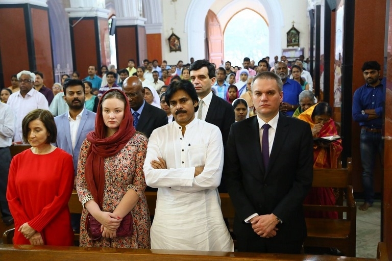 Pawan Kalyan And Adam Burakowski Visits St Marys Church - 17 / 30 photos