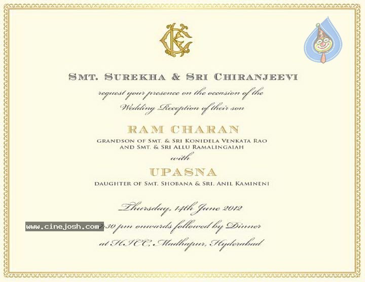 Ram Charan Wedding Invitation - 4 / 4 photos