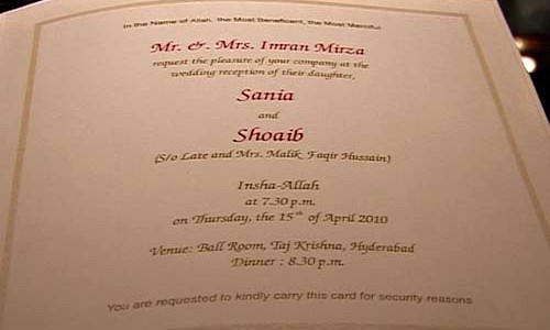 Sania - Shoaib Wedding Invitation at a glance - 7 / 8 photos