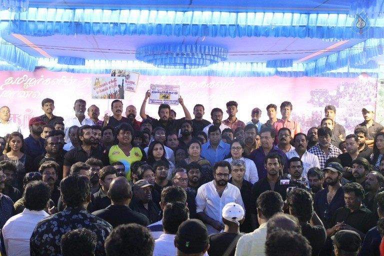 Tamil Stars at Jallikattu Support Protest - 11 / 27 photos