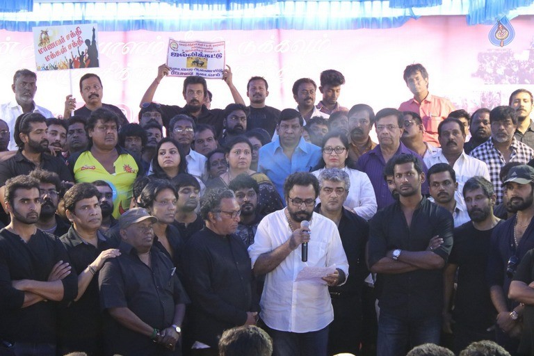 Tamil Stars at Jallikattu Support Protest - 21 / 27 photos