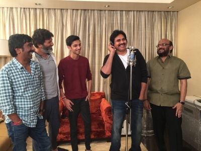 Agnyaathavaasi Pawan's Song Recording Session - 1 of 9