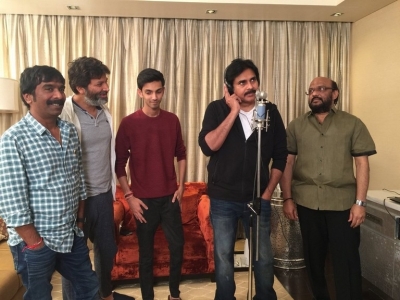 Agnyaathavaasi Pawan's Song Recording Session - 3 of 9