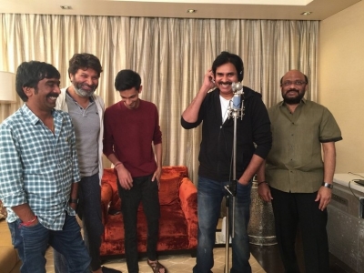 Agnyaathavaasi Pawan's Song Recording Session - 5 of 9