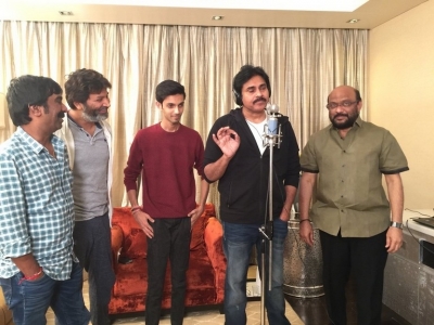 Agnyaathavaasi Pawan's Song Recording Session - 7 of 9