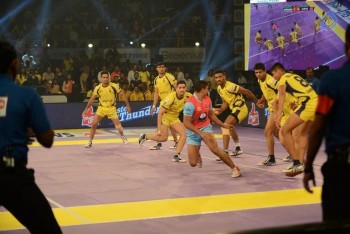 Telugu Titans Vs Jaipur Pink Panthers Kabaddi Match Photos - 12 of 100