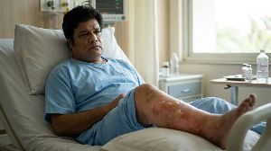 Insect bites Rajesh Sharma during Prabhas film shoot