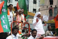 Venkaiah Naidu taking out a protest rally 