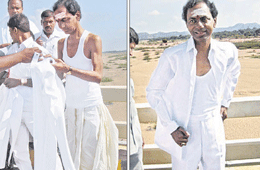 KCR changed his dress on the main road.