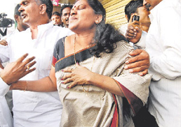 PRP Shobha Rani saree pulling by TRS.