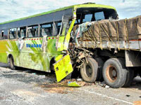Six killed,25 injured as bus falls into gorge