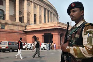 Parliament under attack by Telangana advocates.