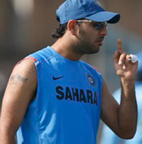 Yuvraj - The Water Boy showing Middle Finger