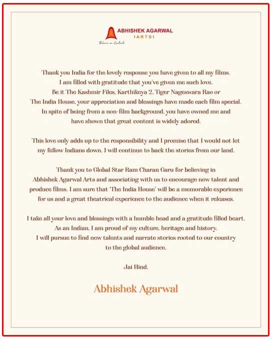 Abhishek Agarwal praises RamCharan