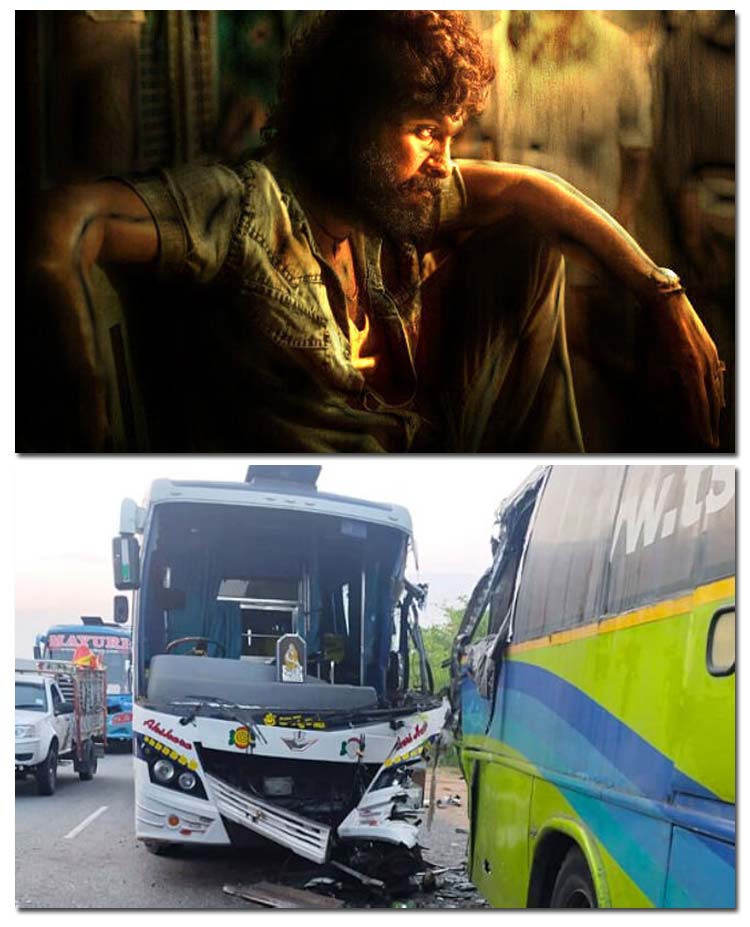 Accident to Pushpa The Rule unit travel bus