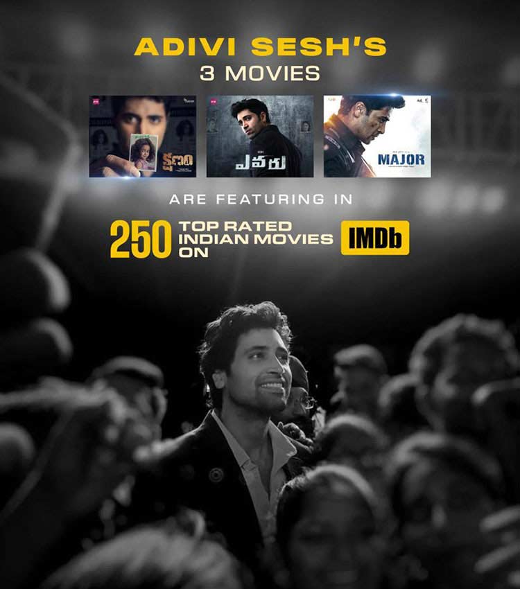 Adivi Sesh three films in IMDB top 250