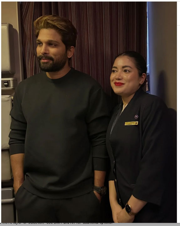 Airhostess fan girl moment with Allu Arjun