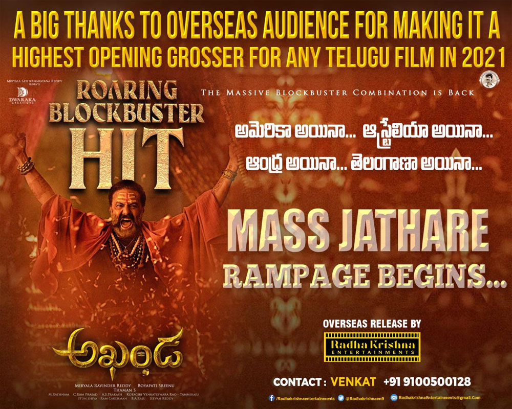 Akhanda shows power in Overseas
