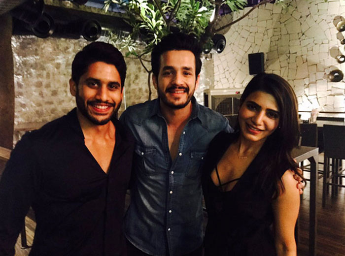 Akhil with Naga Chaitanya and Samantha