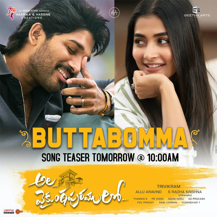 Ala Vaikunthapurramuloo's Butta Bomma Song Teaser Tomorrow