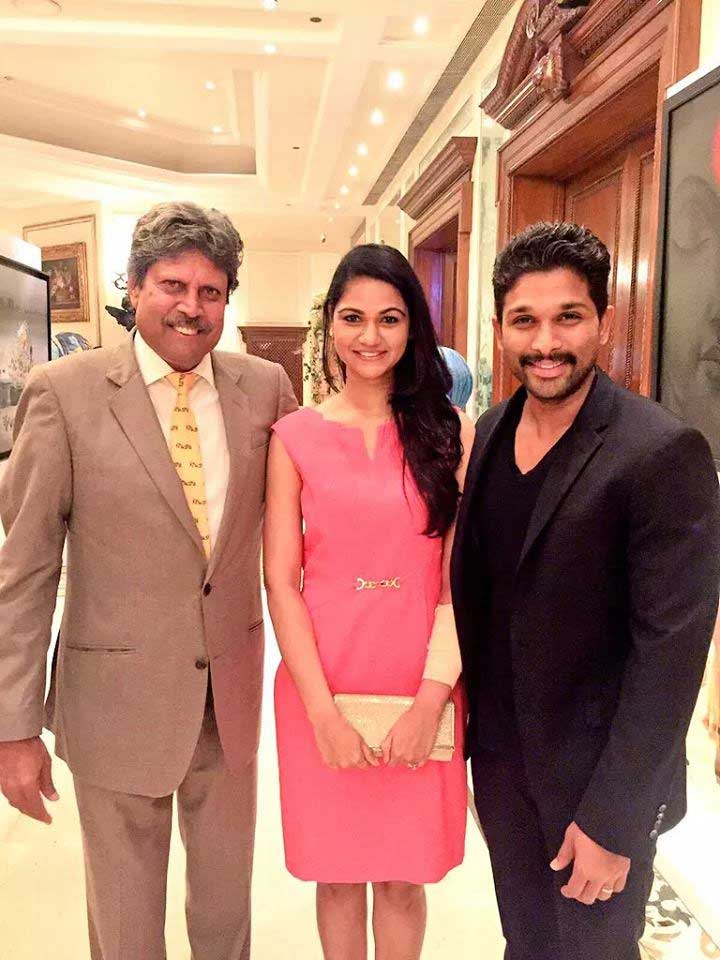 Allu Arjun and Sneha Meet Kapil Dev