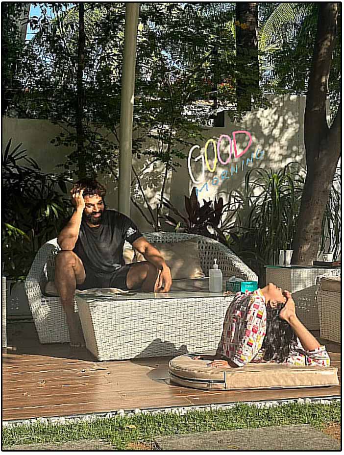 Allu Arjun enjoying Allu Arha yoga