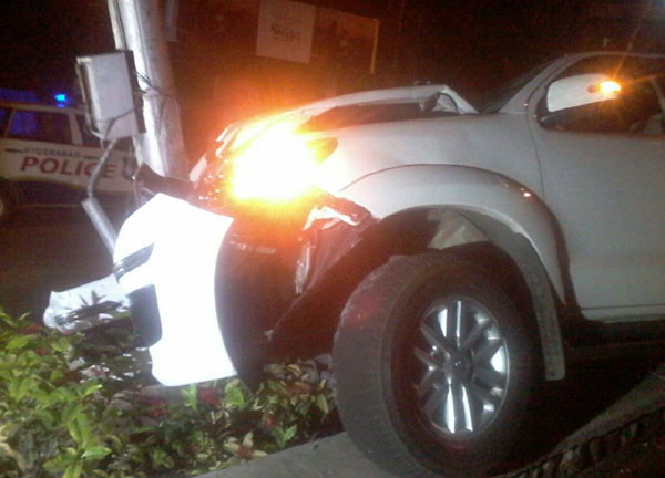 Balakrishna's Car Hits an Electric Pole