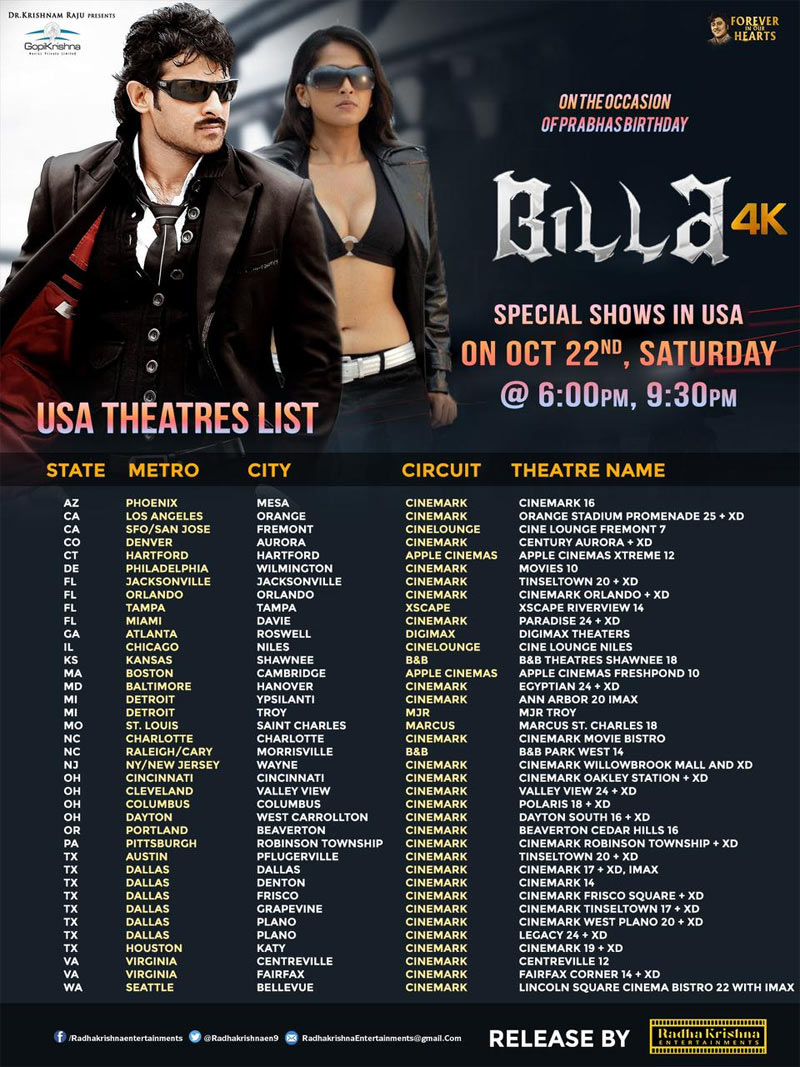 Billa 4K Huge Release In USA 