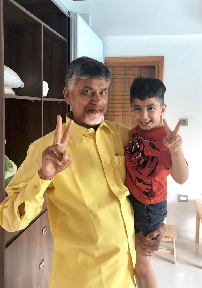 CBN and Devansh Inviting Lakshmi's NTR