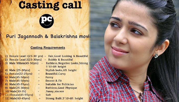 Charmi Recruiting New Faces For NBK-Puri Film  