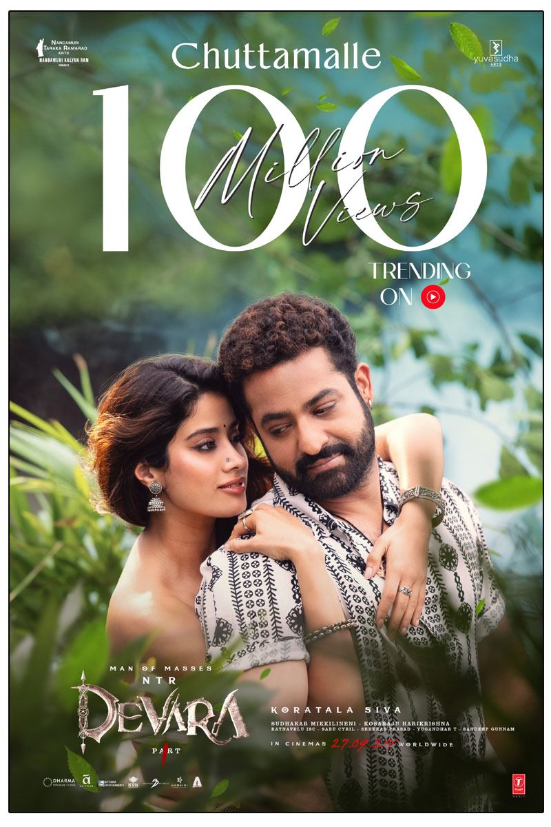 Devara Chuttamalle Song surpassing 100 million views on YouTube