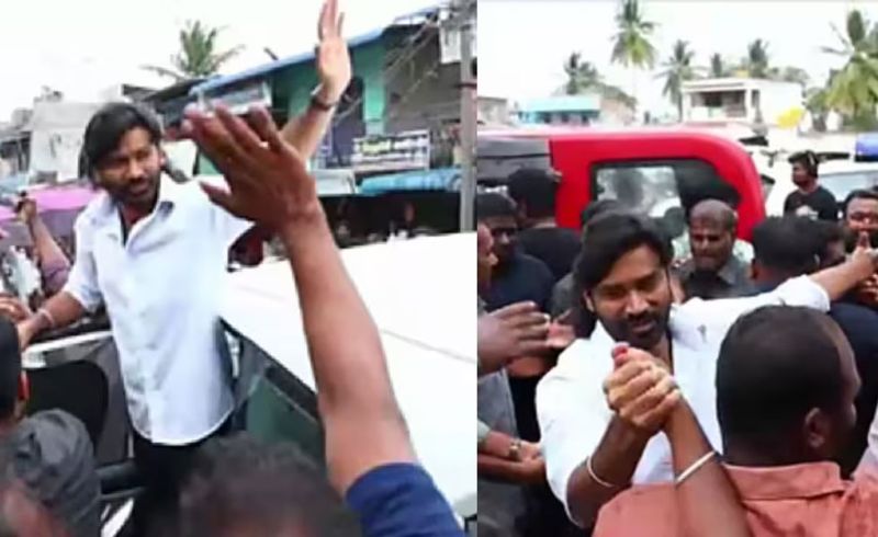 Dhanush delights fans in the sets of Om