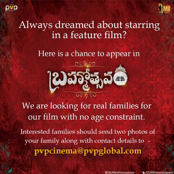 Families Can Act in 'Brahmotsavam'