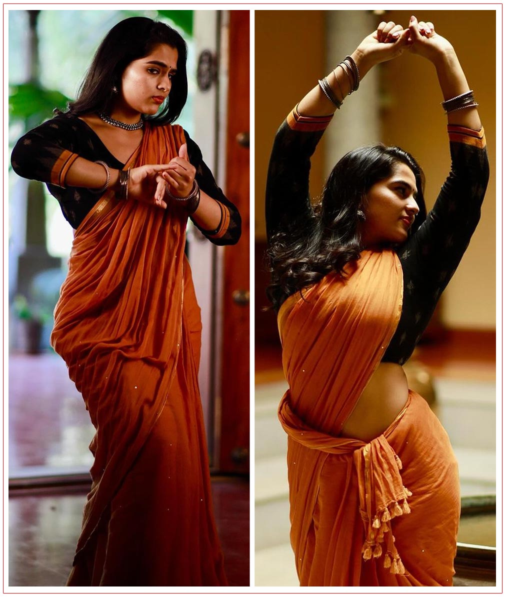  Kavya Kalyanram stunning in cotton red saree