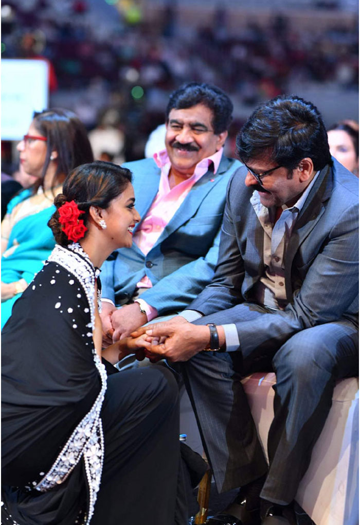 Keerthy Suresh with Chiranjeevi