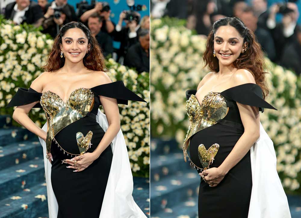Kiara Flaunts Baby Bump In Gold Breast Plate