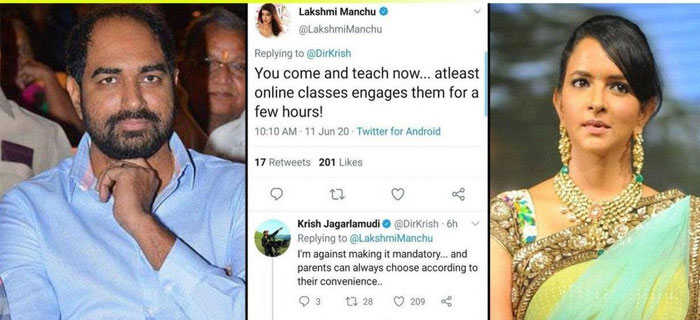 Krish and Manchu Lakshmi Tweet War