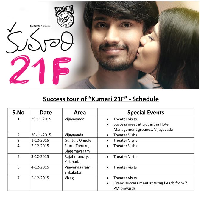 Kumari 21F Success Tour Schedule