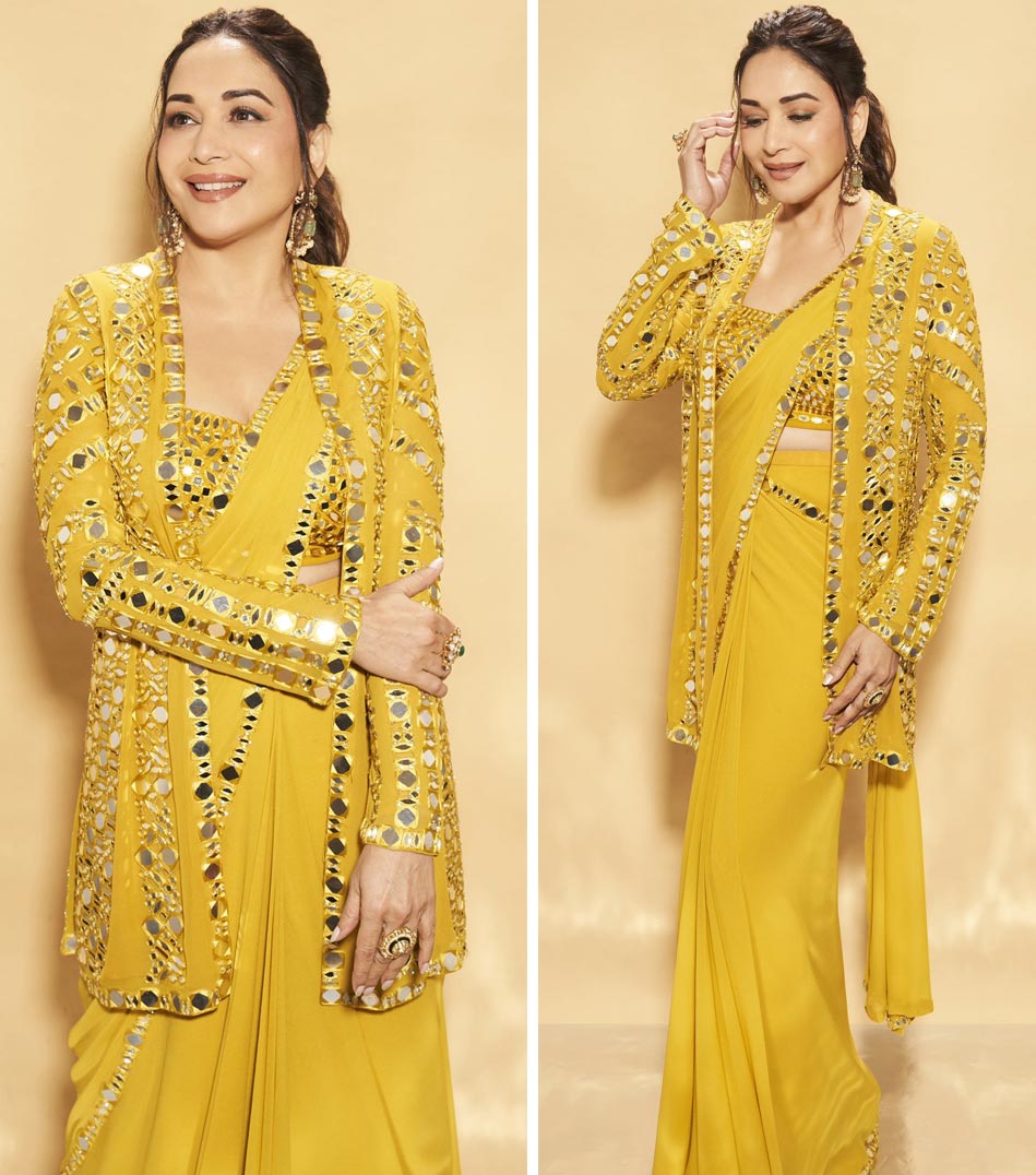Madhuri Dixit Spellbinds In Yellow Saree