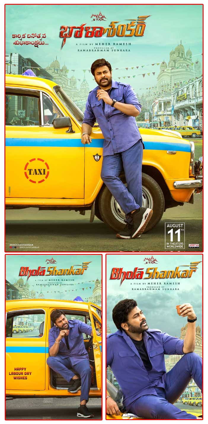 Megastar Mass Look Posters From Bholaa Shankar