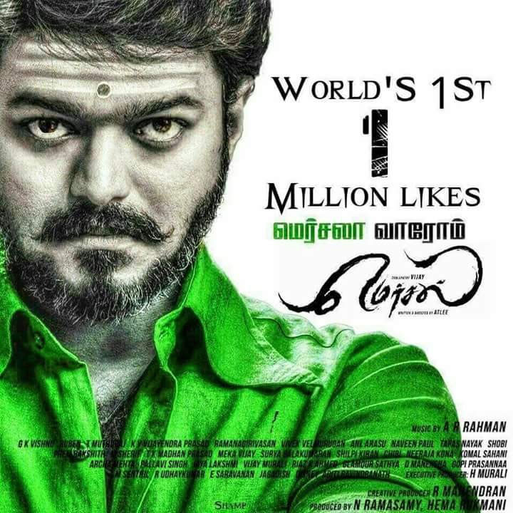 Mersal Teaser Likes Clocks at 1M