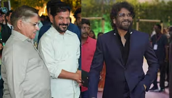 Nagarjuna, Revanth Reddy and Allu Aravind 
