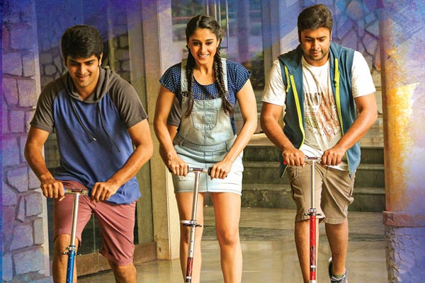 Nara Rohit, Naga Shourya and Regina in Jyo Achyuthananda