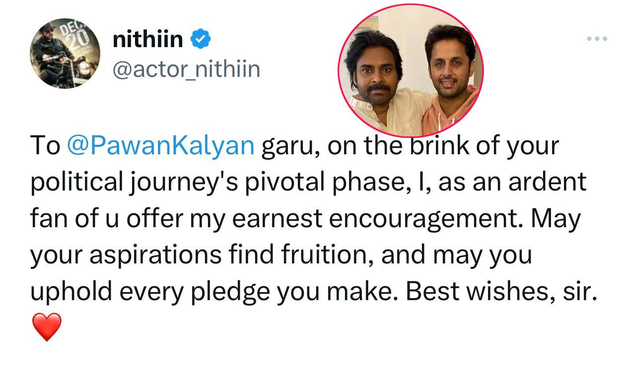 Nithiin finally supports Pawan Kalyan 